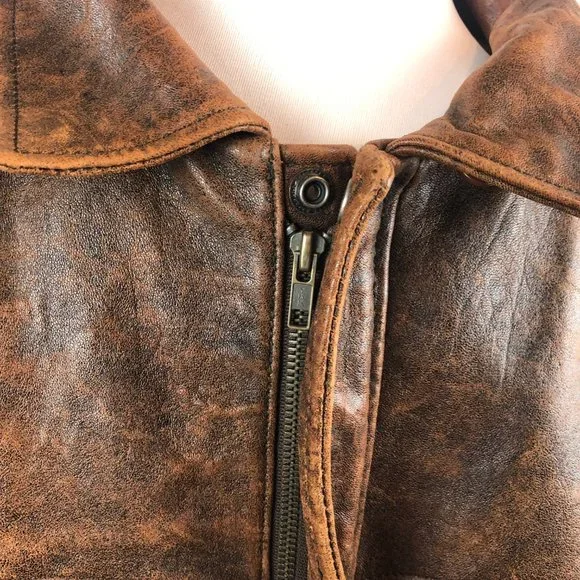 Pioneer Wear Distressed Men's Bomber Style Brown Lamb Leather Jacket Size 44 - Picture 4 of 16